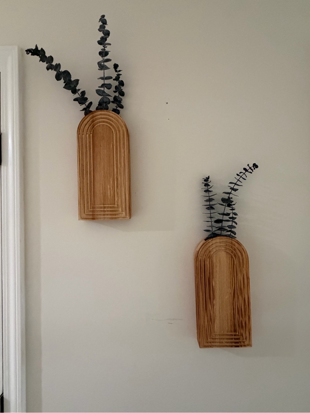 Wooden Arch Wall Vase Set - Natural Brown Home Wall Decor